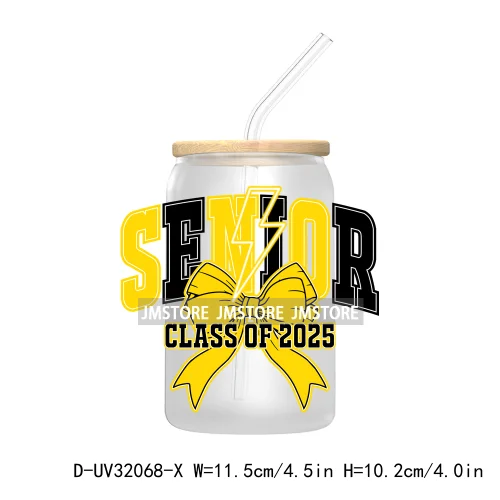 Coquette Bow Senior 2025 Western Grad Squad UV DTF Transfer Stickers Decals For Libbey Cold Cups Mugs Tumbler Waterproof Logo