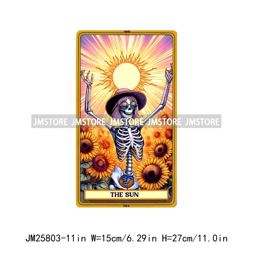 Colorful Plant Lady Stoner Skeleton Funny Drama Queen Mood Nurse Tarot Card DTF Iron On Heat Press Transfer Stickers For Clothes