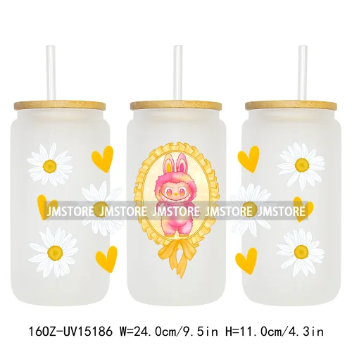 Cute Cartoon Coquette Magical Mirror Bow 16OZ UV DTF Cup Wraps Ready To Apply Waterproof Transfer Stickers For Libbey Glass Can
