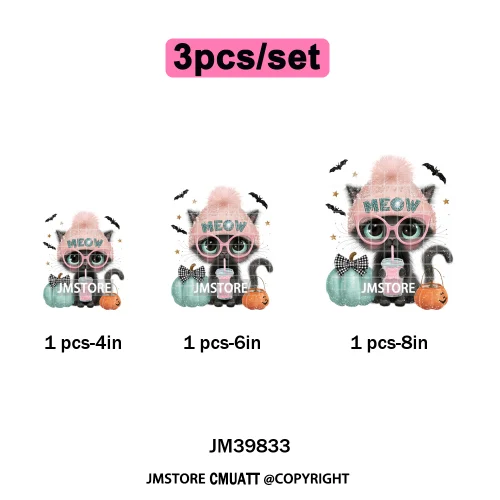 Pink Sweater Hat Coffee Girls Ghost Animal Pumpkin Halloween Iron on DTF Washable Transfers Stickers Ready to Press for Textile