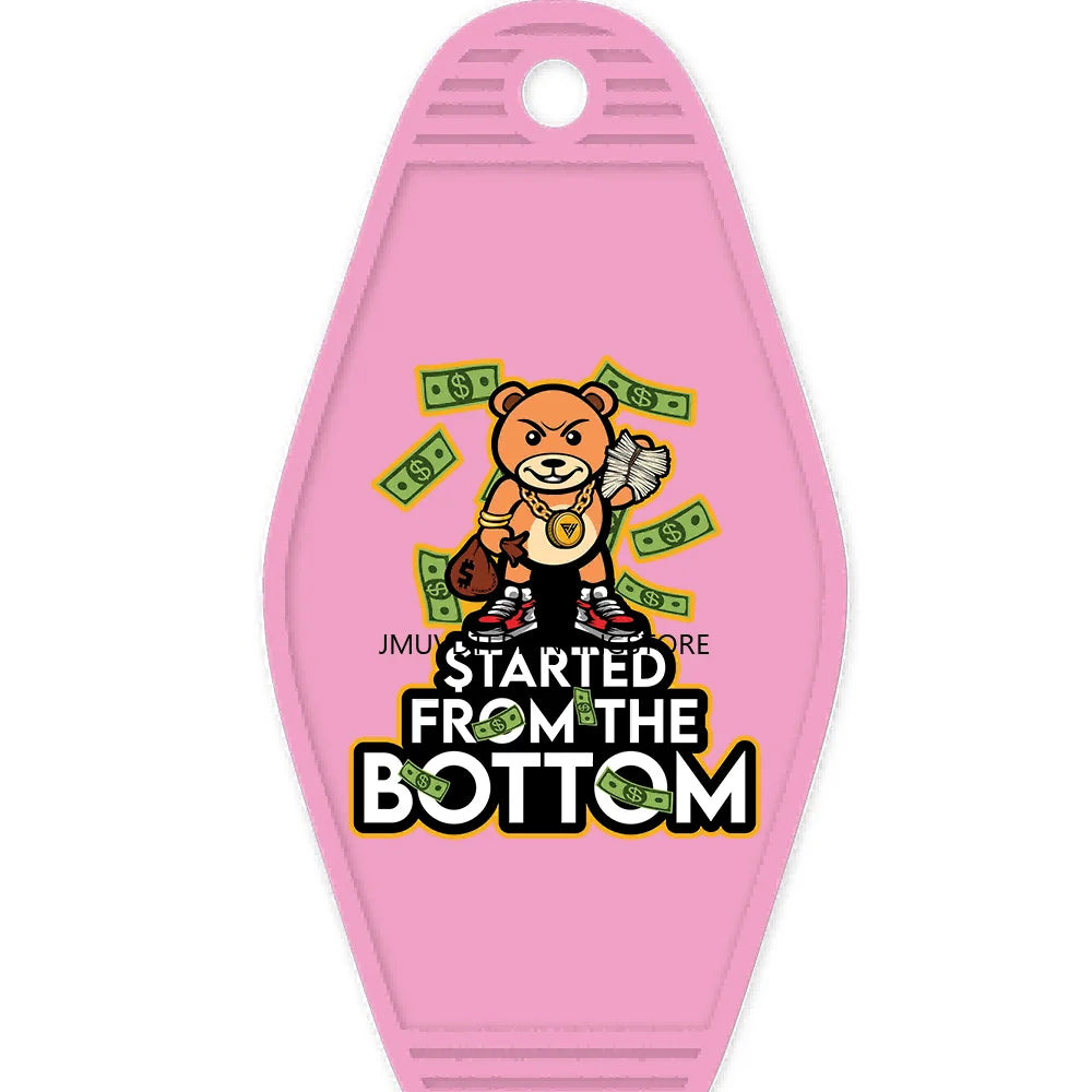 Focus On The Hustle Bear High Quality WaterProof UV DTF Sticker For Motel Hotel Keychain More Money Less Friends