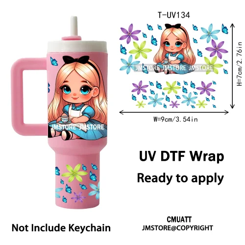 Baby Princess Cartoon Couple Custom UV DTF Stickers Print Tumbler Wraps Ready to Transfer Waterproof For Mini Tumbler Keychain