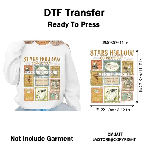Autumn Festival Fall Season Stars Movie Girls Town Book Lover Iron on Washable DTF Transfers Stickers Ready to Press for Hoodies