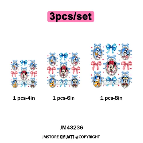 Trendy Girls Mirror Coquette Cartoon Friends Character Trip Holiday Iron on DTF Transfer Stickers Ready to Press for Sweatshirts