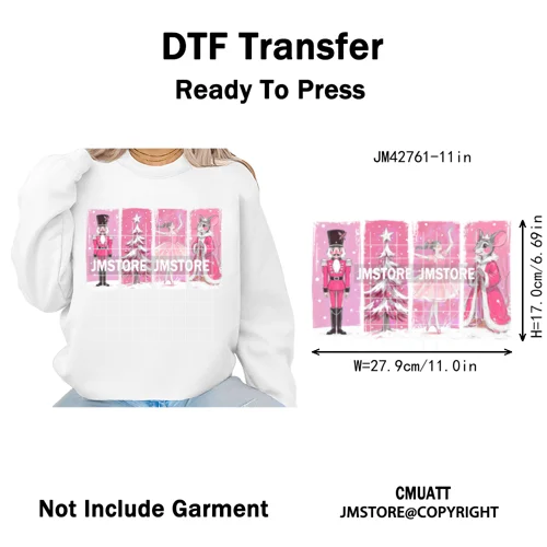Merry Christmas Holly Jolly Coquette Tree Cartoon Movie Vibes Iron on DTF Washable Transfer Stickers Ready to Press for Textiles