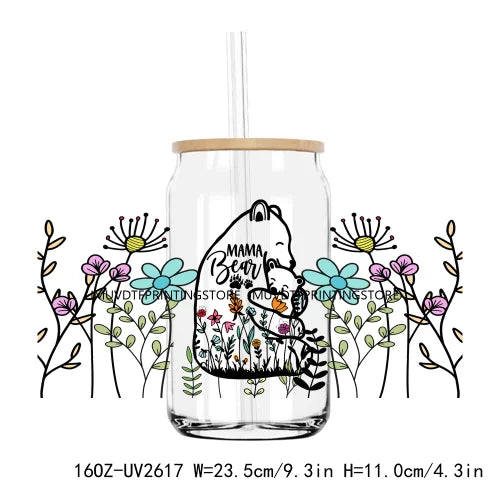 Thankful Mama With Sunflowers 16OZ UV DTF Cup Wrap Transfers Stickers Custom Labels DIY Waterproof Logo For Libbey Glass Can