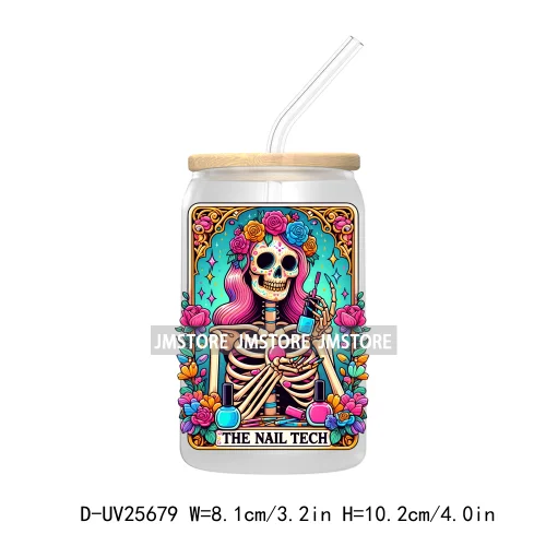 The Teacher Tarot Card UV DTF Transfer Stickers Decals For Libbey Cold Cups Mugs Tumbler Custom Logo Labels Funny Witchy Skull