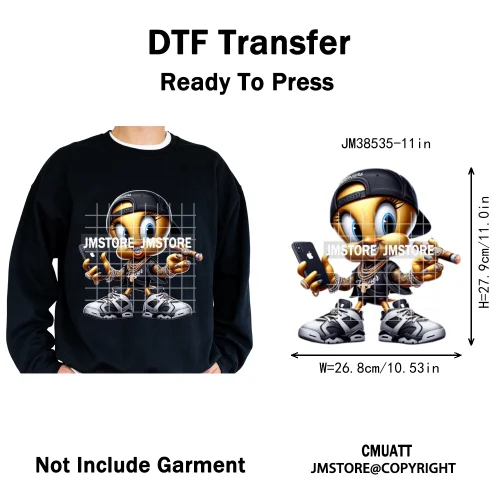 Cool Hip Hop Cartoon Animal Characters Streetwear Thug Life Iron on DTF Washable Transfers Stickers Ready to Press for Clothes