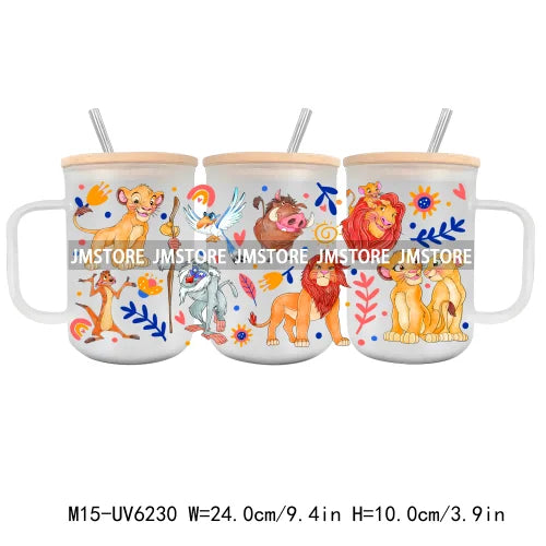 Cartoon Characters Best Friends UV DTF Sticker For 15OZ Mug Libbey Glass Cup Can Wrap Transfer Sticker Custom Labels DIY Logo