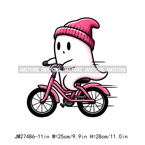 Read Books Flower Bike Music Ghost Sweet Spooky Season Halloween DTF Printing Logos Iron On Transfers Stickers For Hoodies Bags