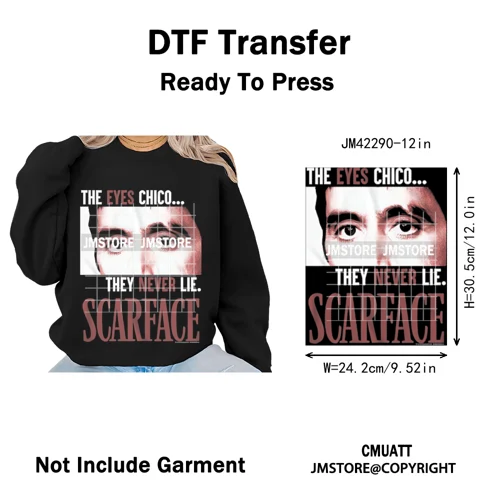 Horror Characters Halftone Movie Shows Scary Halloween Vibes Iron on DTF Washable Transfers Stickers Ready to Press for Clothing