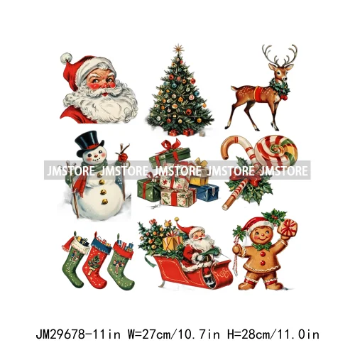 New Christmas Santa Social Club Coquette Western Boots Jolly Holiday Season Logos Iron On DTF Heat Transfer Stickers For Hoodies