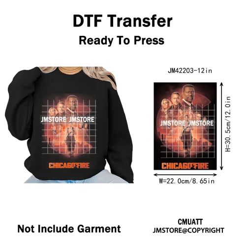 12in Retro Halftone Movie Halloween Spooky Popular Shows Iron on DTF Washable Transfers Stickers Ready to Press for Hoodies