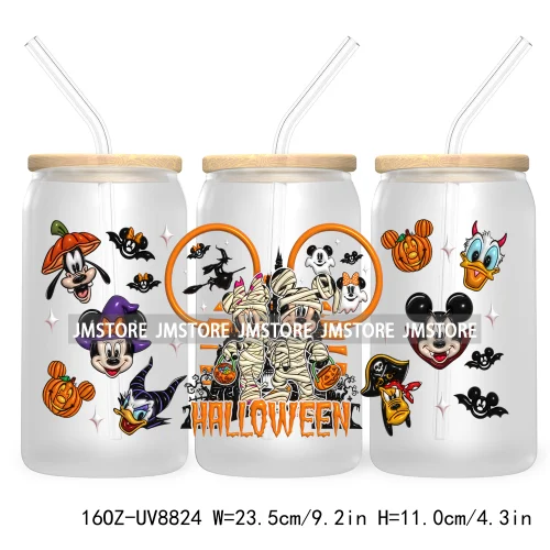 3D Horror Halloween UV DTF Sticker For 16OZ Libbey Glass Cup Can Wrap Transfer Stickers Custom Label DIY Logo Cartoon Blue Koala