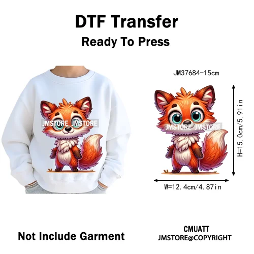 15cm 5.9in Kid Cute Silly Baby Pet Animal Iron On DTF Heat Transfer Sticker For Clothes Vinyl Thermal Washable T-Shirts Decals
