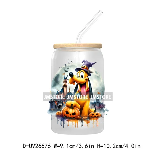 Cartoon Mouse And Friends Halloween Pumpkin UV DTF Transfer Stickers Decals For Libbey Cold Cups Mugs Tumbler Custom Labels Fall