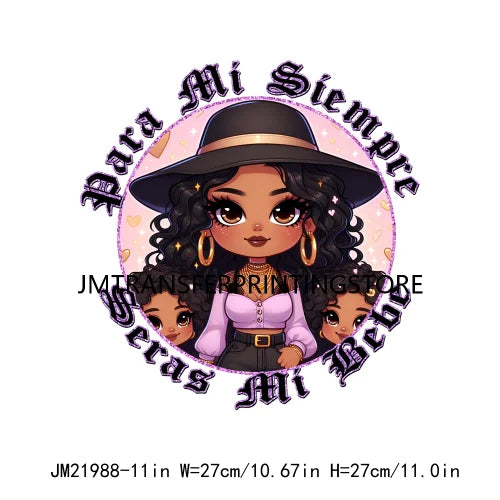 Funny Latina Chicano Mama Sayings Design Washable Chibi Women Style Mother DTF Transfer Stickers Ready To Press For T-shirts Bag