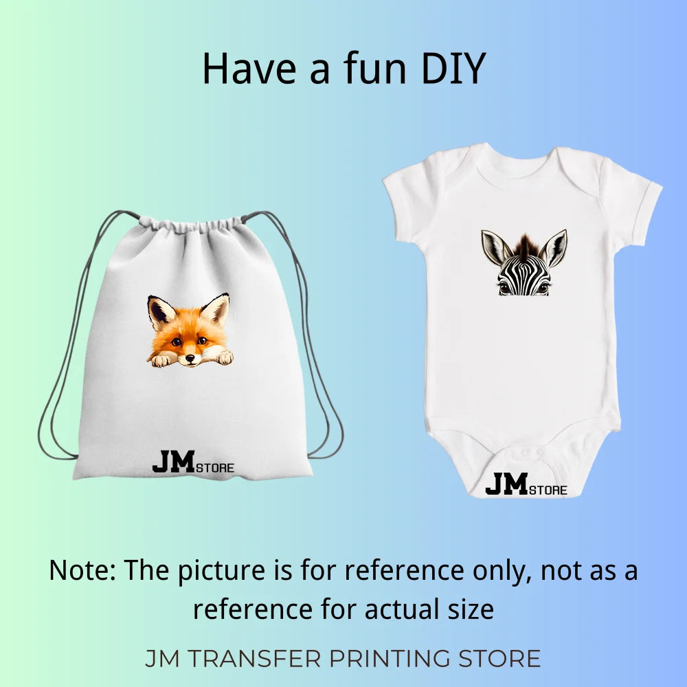 15cm 5.9in Kids Hide-and-seek Animal Iron On Heat Transfer Sticker For Clothes Vinyl Thermal Appliques Washable T-Shirt Decal