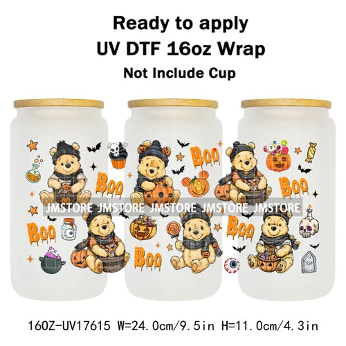 Mouse Ghost Boo Halloween Pumpkin Spooky Season UV DTF Cup Wraps Ready To Apply Transfer Stickers For Libbey Glass Can 16OZ Wrap