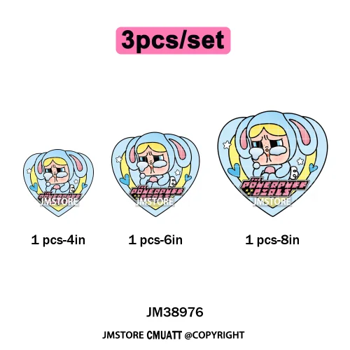 Cute Cry Tears Sad Girls Cartoon Dolls Love Designs Iron on DTF Washable Heat Transfers Stickers Ready to Press for Clothes Bags