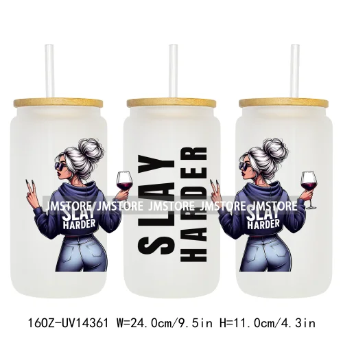 Fashion Girls Coffee Lover UV DTF Wraps Transfer Sticker Selfadhesive Waterproof High Quality For 16OZ Libbey Glass Can Tumbler