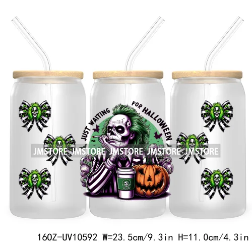 Horror Princess Halloween 16OZ UV DTF Cup Wrap Transfer Stickers Movie Killers Custom Labels For Libbey Glass Can Trick Or Treat