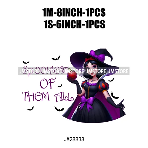 Washable Chibi Spooky Princess Pumpkin Halloween Trick Or Treat Witch Iron On DTF Transfers Stickers Ready To Press For Hoodies