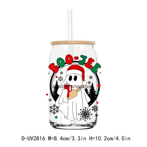 Ghost Dead Inside But It’s Christmas Boojee UV DTF Transfers Stickers Decals For Libbey Cold Cups Mugs Tumbler Waterproof DIY