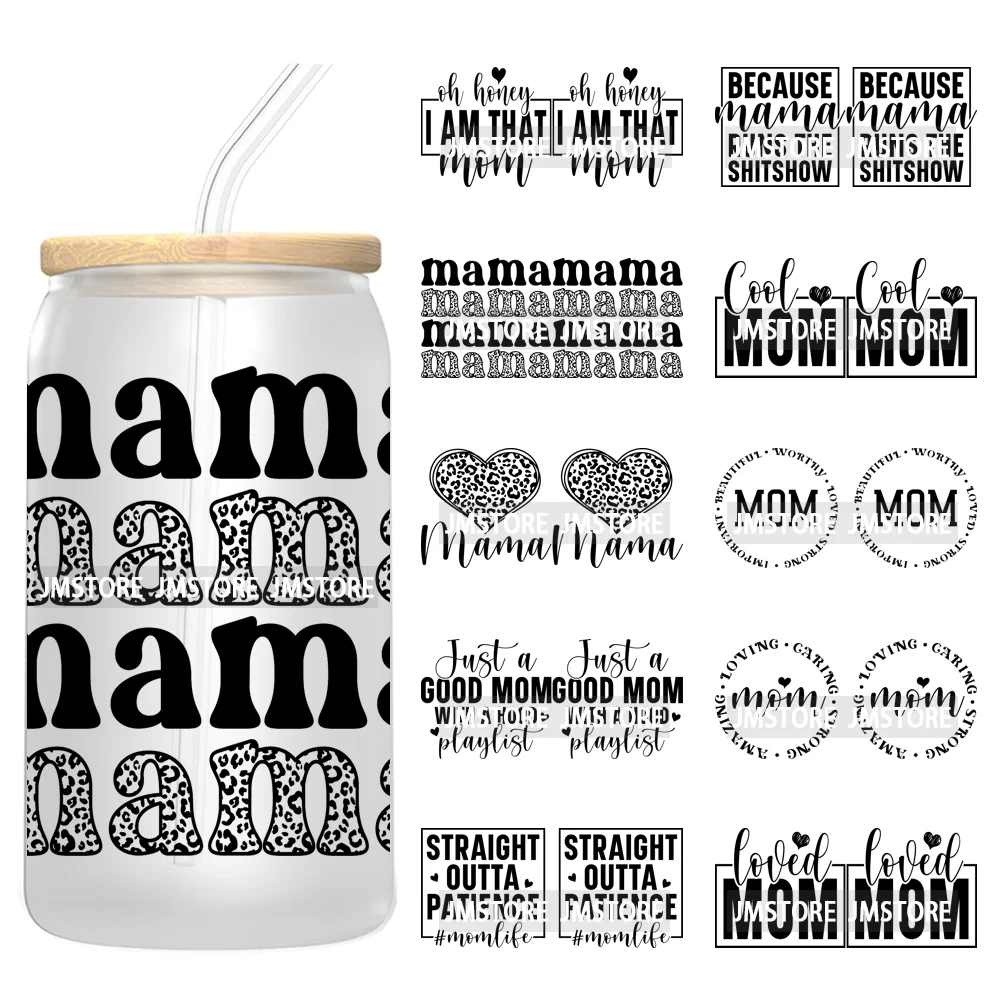 Girl Boy Mom Funny Quotes UV DTF Stickers Ready to Transfer Cup Wrap Custom Labels DIY Craft For Libbey Can Glass Tumblers Mugs
