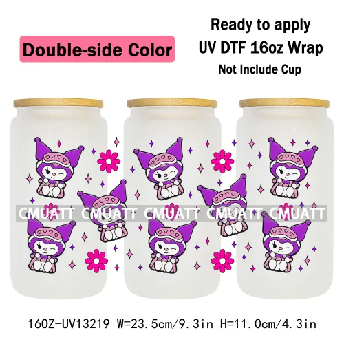 Double Side Color 16OZ UV DTF Cup Wraps Sticker For Glass 3D Waterproof Can  Libbey Glass Eco-Friendly High-Resolution Printing