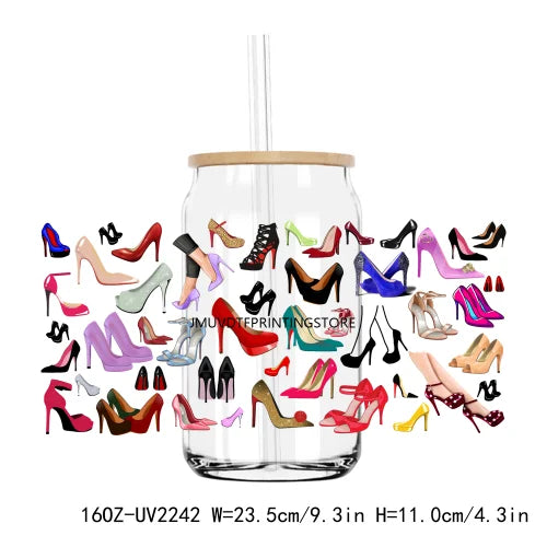 Fashion Women Lady Love Yourself UV DTF Sticker For 16OZ Libbey Glass Cup Can Wrap Transfer Sticker Custom Labels DIY Logo