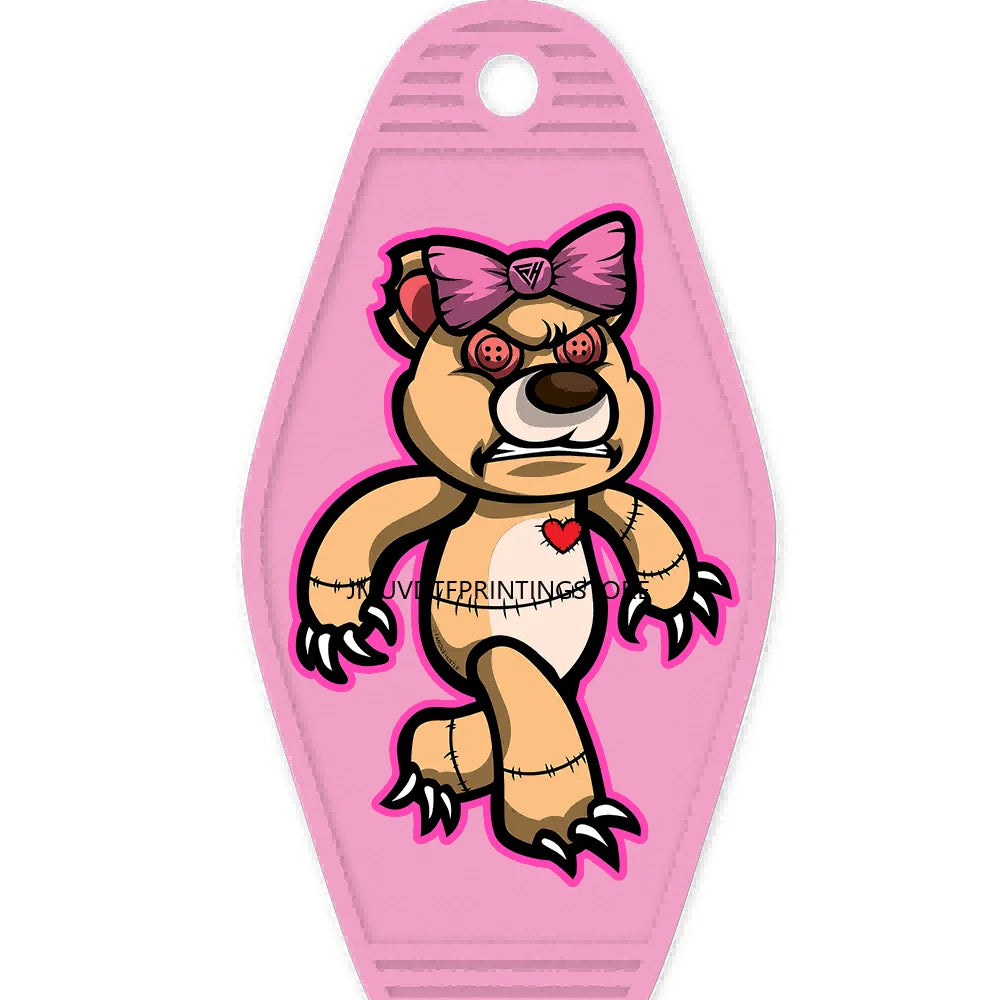 Self Made Bears High Quality WaterProof UV DTF Sticker For Motel Hotel Keychain Heartless Teddy Bear King Broken Heart