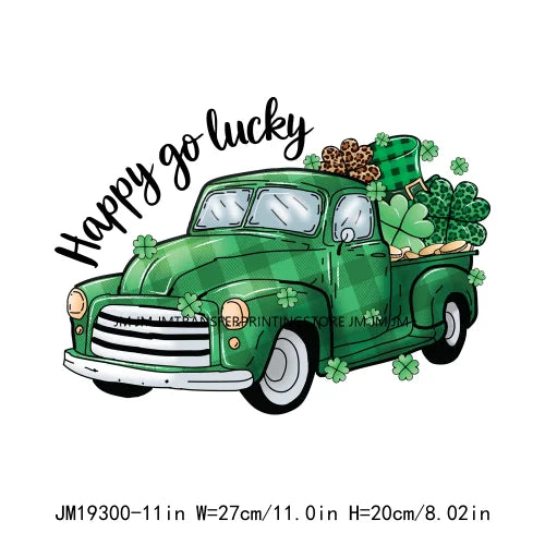 DIY Peace Love Luck Happy St Patrick's Day Design Printing Feeling Lucky Green Shamrocks DTF Transfer Stickers For Clothing