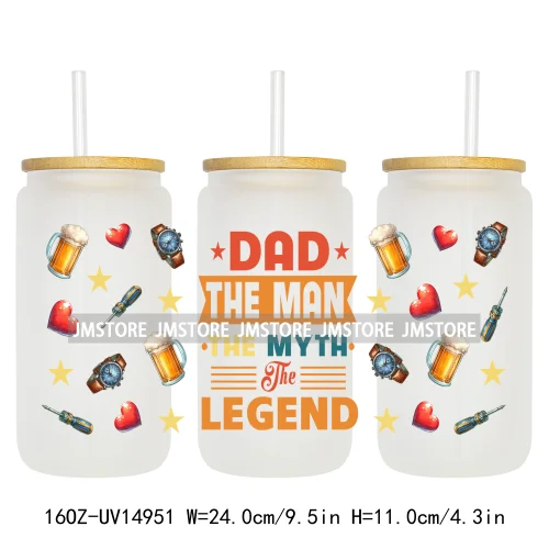 Dad Daily Affirmations Father's Day 16OZ UV DTF Cup Wrap Ready To Apply Waterproof Transfer Sticker For Libbey Glass Can Tumbler
