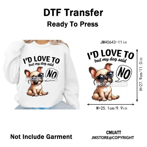 Funny Animal Snarky Inspire Quotes Dog Cat Sarcastic Saying Iron on DTF Washable Transfers Stickers Ready to Press for Clothes