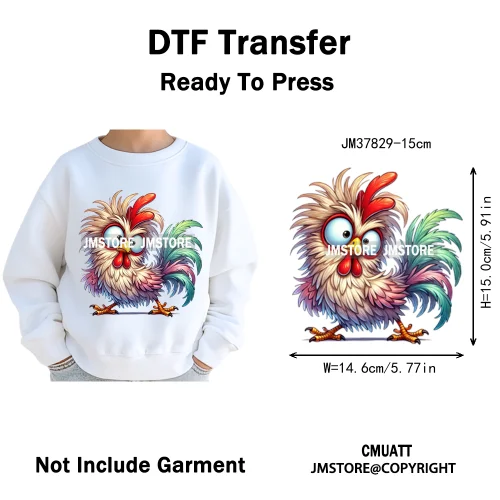 15cm 5.9in Kids Funny Hairy Cartoon Birds Animal Washable Iron on DTF Transfers Stickers Printing Ready to Press for Clothing