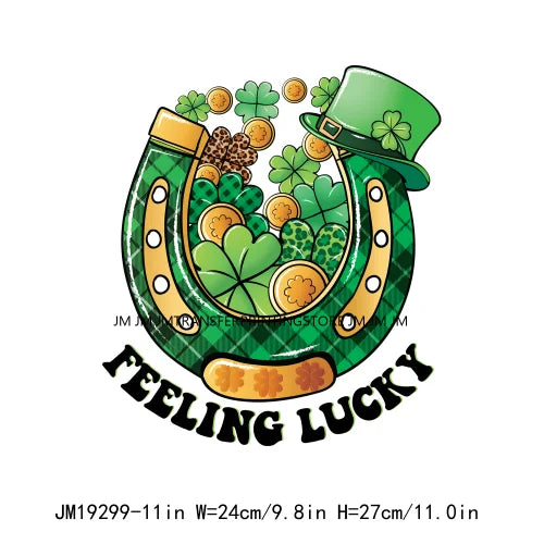 DIY Peace Love Luck Happy St Patrick's Day Design Printing Feeling Lucky Green Shamrocks DTF Transfer Stickers For Clothing