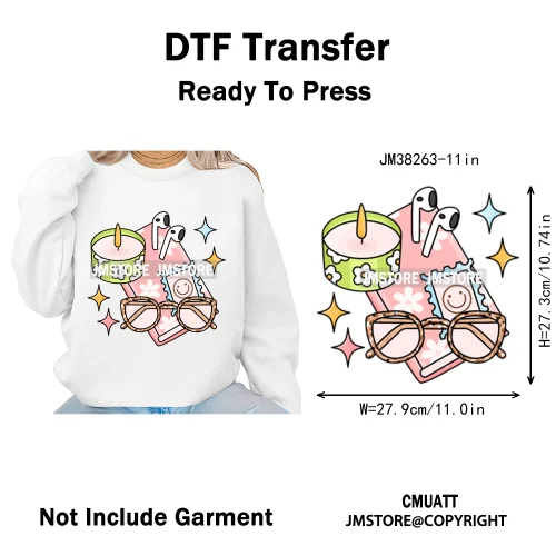 Funny Bookish Things Kindle Girlie TBR Read Books Lover Positive Quotes Iron on DTF Transfer Stickers Ready to Press for Textile
