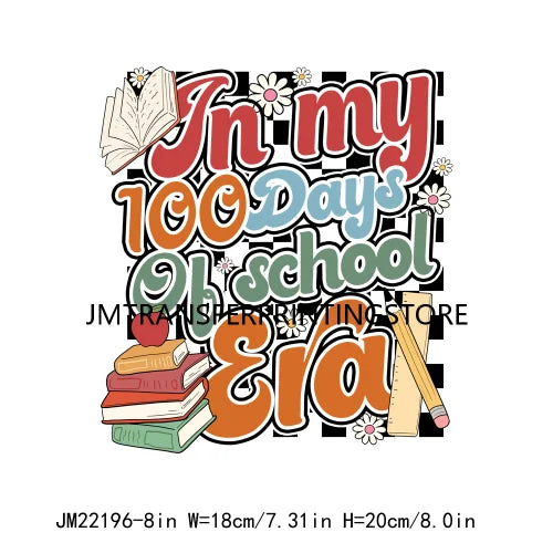 Washable Faux Glitter In My 100 Days Of School Era Back To School DTF Transfer Printing Stickers Ready To Press For T-shirts Bag