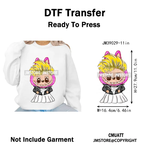 Horror Movie Character Cartoon Dolls Halloween Printing Iron on DTF Washable Transfers Stickers Ready to Press for Clothes Bags