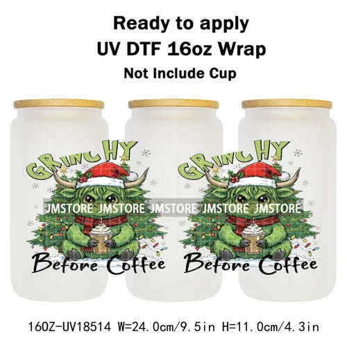 Mean Guy Christmas Movie Vacation Holiday 16OZ UV DTF Cup Wraps Ready To Apply Waterproof Transfer Stickers For Libbey Glass Can