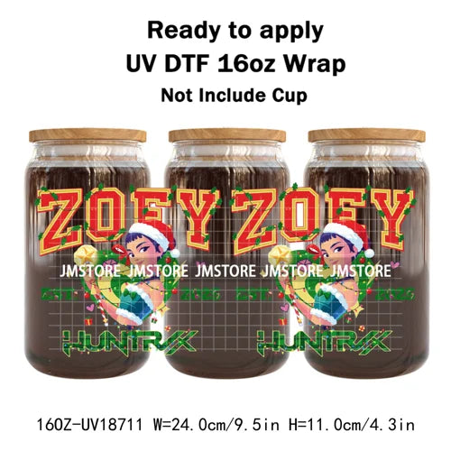 Demon Hunters Kpop Christmas Party UV DTF Stickers Ready To Apply Cup Wrap Durable Custom Prints DIY Craft For Libbey Can Glass