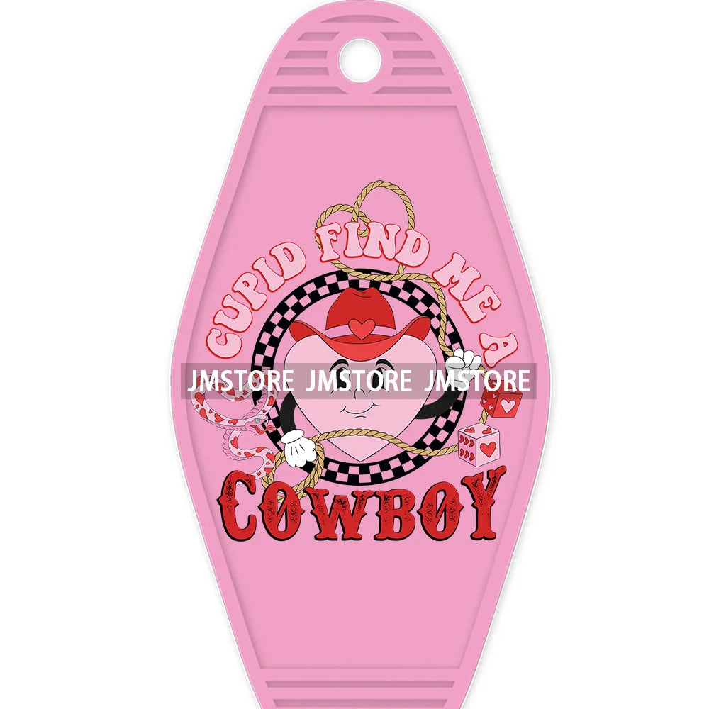 Cupid Find Me A Cowboy Valentine's Day High Quality WaterProof UV DTF Sticker For Motel Hotel Keychain Christian Inspiration