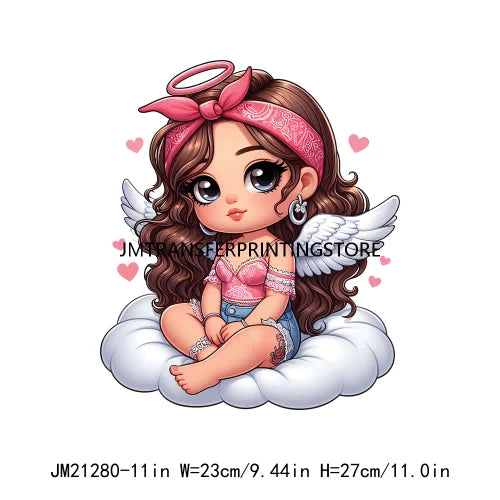 Cute Baby Angel Concha Valentine Kids Lovely Iron On DTF Transfers Printing Stickers Ready To Press For Hoodies