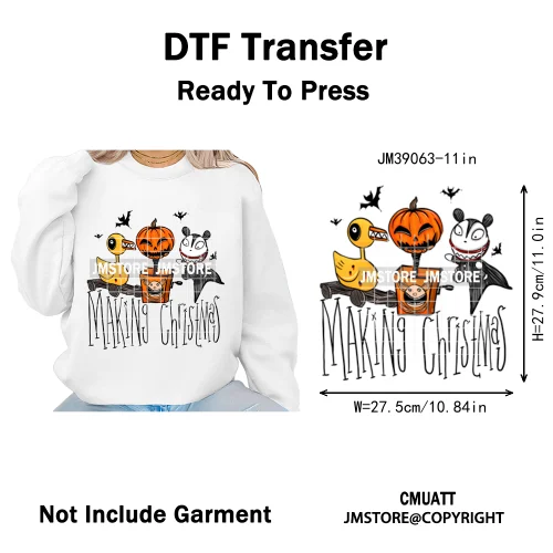 Spooky Scary Vibes Cartoon Halloween Ghost Designs Iron on DTF Washable Heat Transfers Stickers Ready to Press for Textile Bags