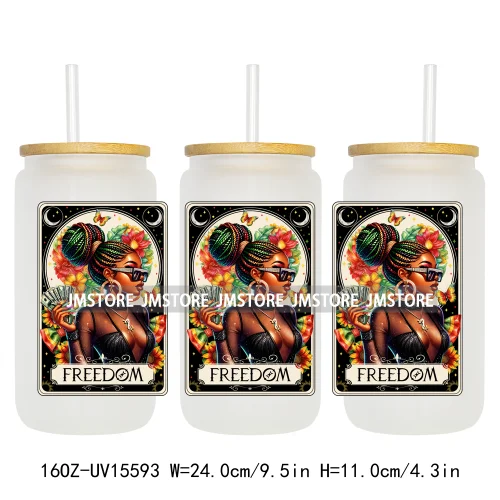 1865 Juneteenth Black History Month UV DTF Cup Wraps Ready To Apply CustomTransfer Stickers For 16OZ Libbey Glass Can Tumbler