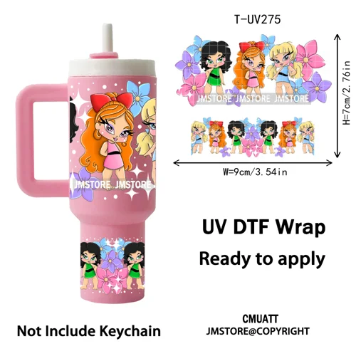 Princess Mirror Coquette Bow Family Vacation UV DTF Wraps Ready To Use Transfer Stickers Waterproof For Mini Tumbler Keychain