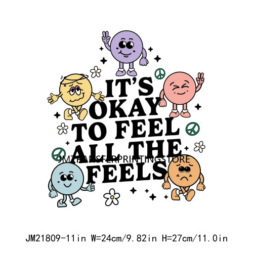 It's Ok To Feel All Feels Emotionally Fragile Positive Quotes Read More Books Inspirational DTF Transfer Stickers For Clothes