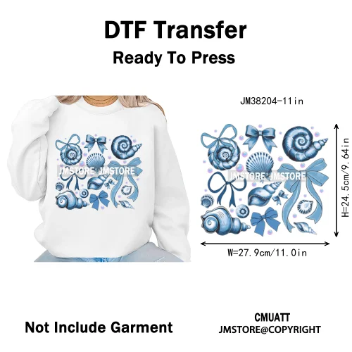 Spring Break Wildflower Seashell Turtle Coquette Sun Summer Vacation Iron on DTF Transfers Stickers Ready to Press for Clothes