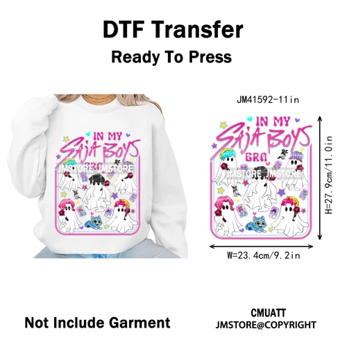 In My Boys Era Ghost Cartoon Anime Movie Kpop Halloween Vibes Iron on DTF Washable Transfers Stickers Ready to Press for Hoodies